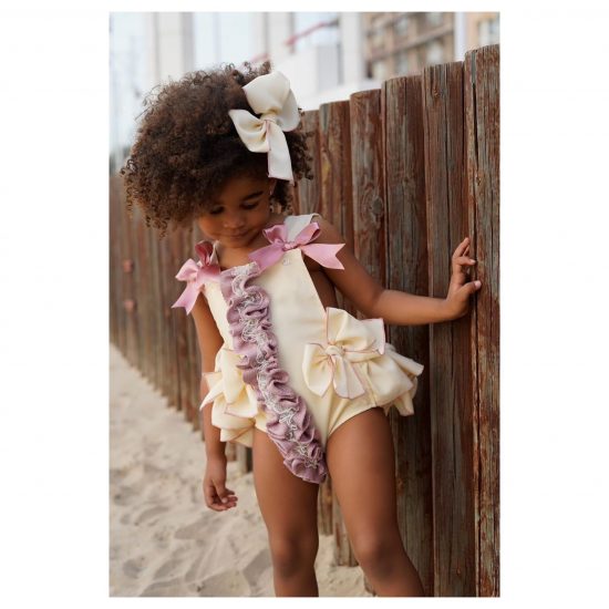 Summer Ela Cream Ruffle Romper - Image 4