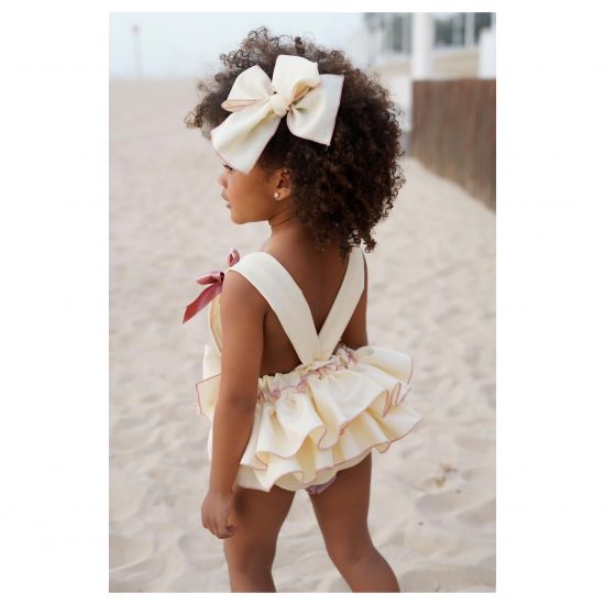 Summer Ela Cream Ruffle Romper - Image 2