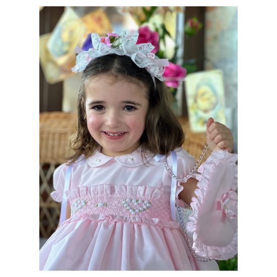 Sonata Pink Heart Smocked Dress VE25-12 - Image 2