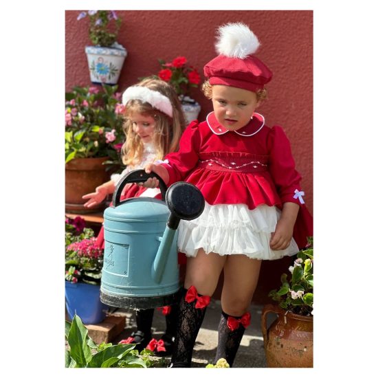 Sonata Red Smocked Dress IN25-05