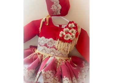 Ela Christmas Red & Lace Dress