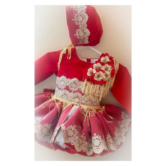 Ela Christmas Red & Lace Dress