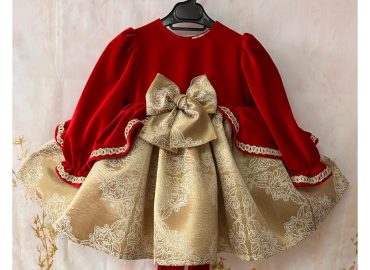 Exclusive RB Red Velvet & Gold Dress